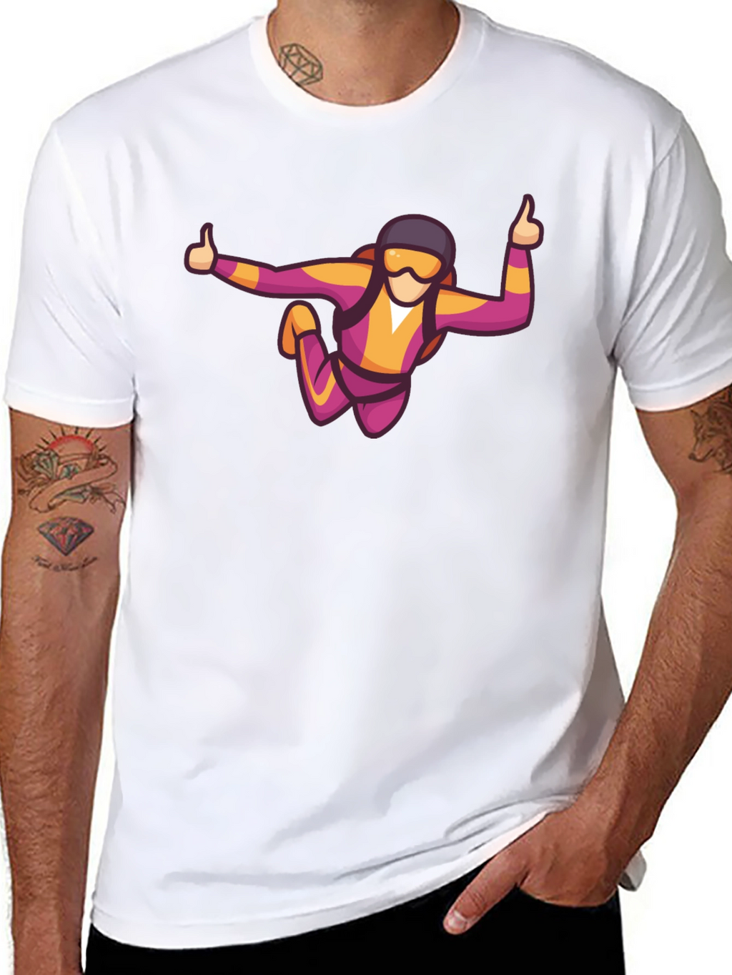 Skydiving Graphic Tee - Black Casual T-Shirt