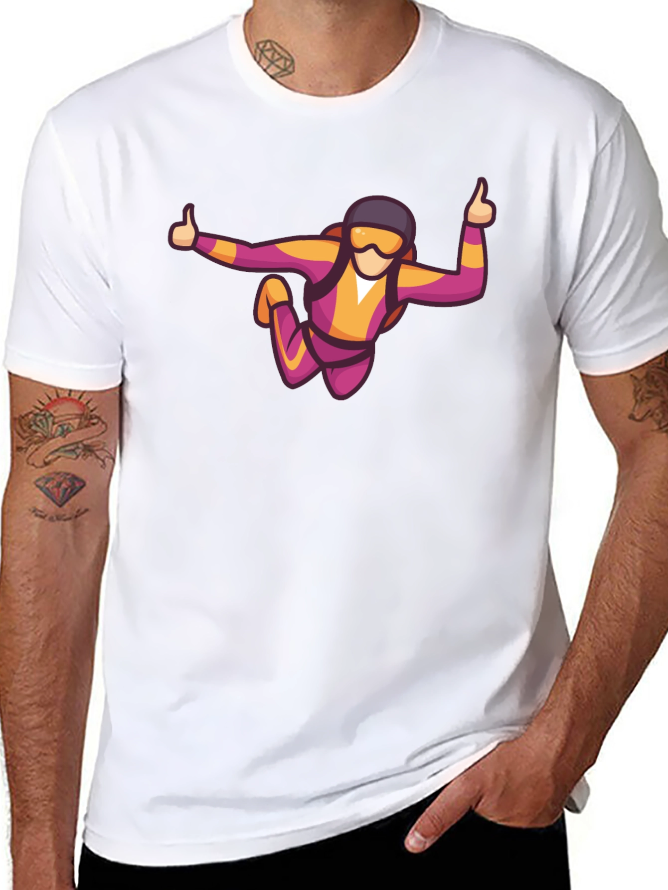 Skydiving Graphic Tee - Black Casual T-Shirt