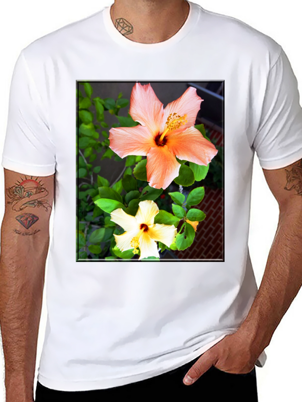 Floral Hibiscus Print Black T-Shirt