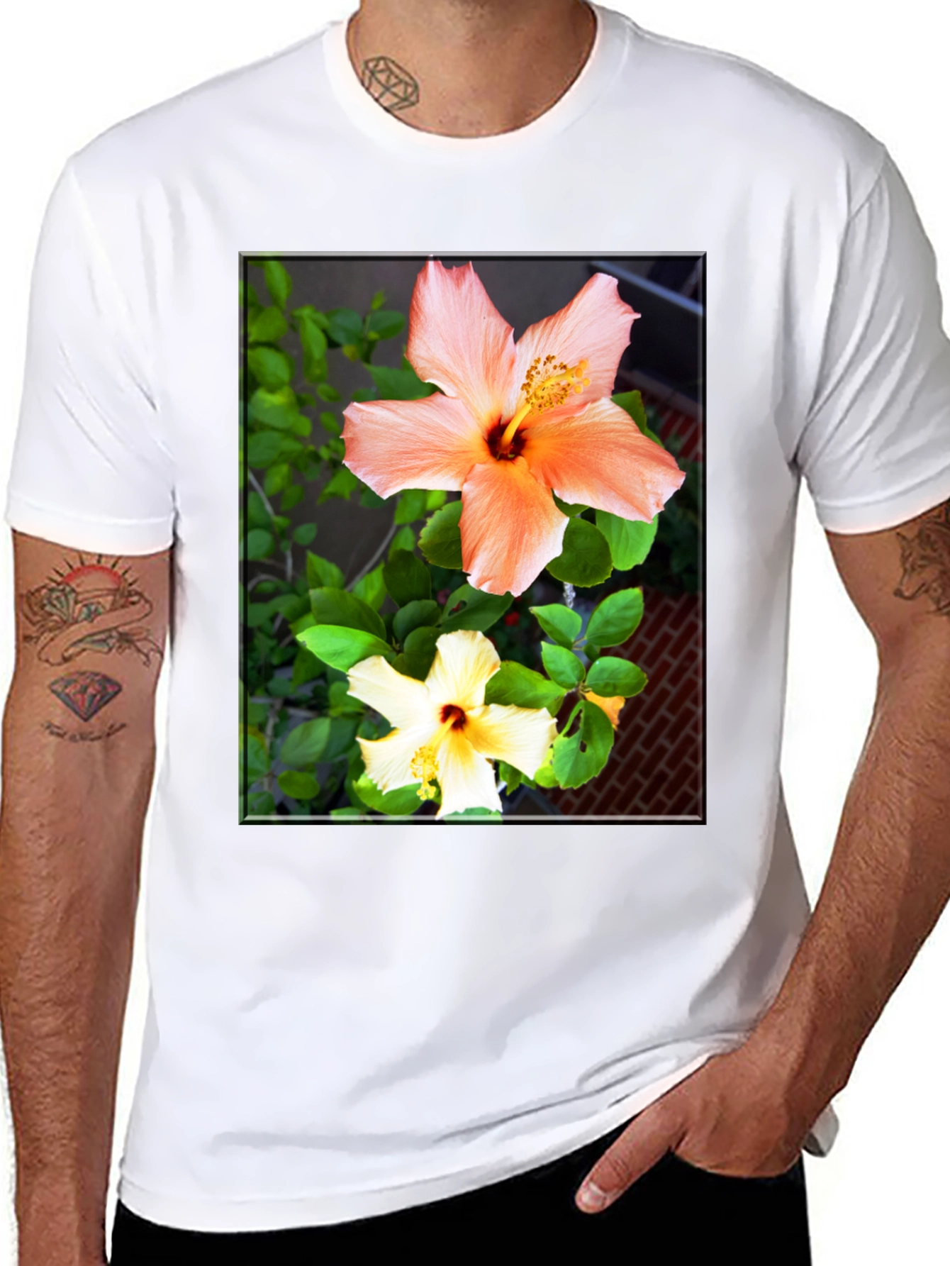 Floral Hibiscus Print Black T-Shirt