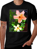 Floral Hibiscus Print Black T-Shirt