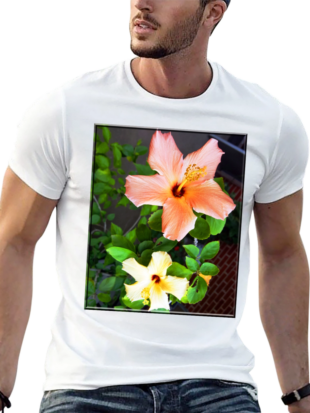 Floral Hibiscus Print Black T-Shirt