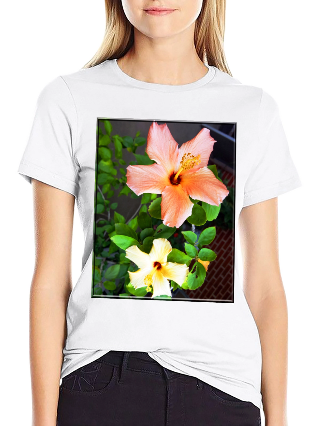 Floral Hibiscus Print Black T-Shirt
