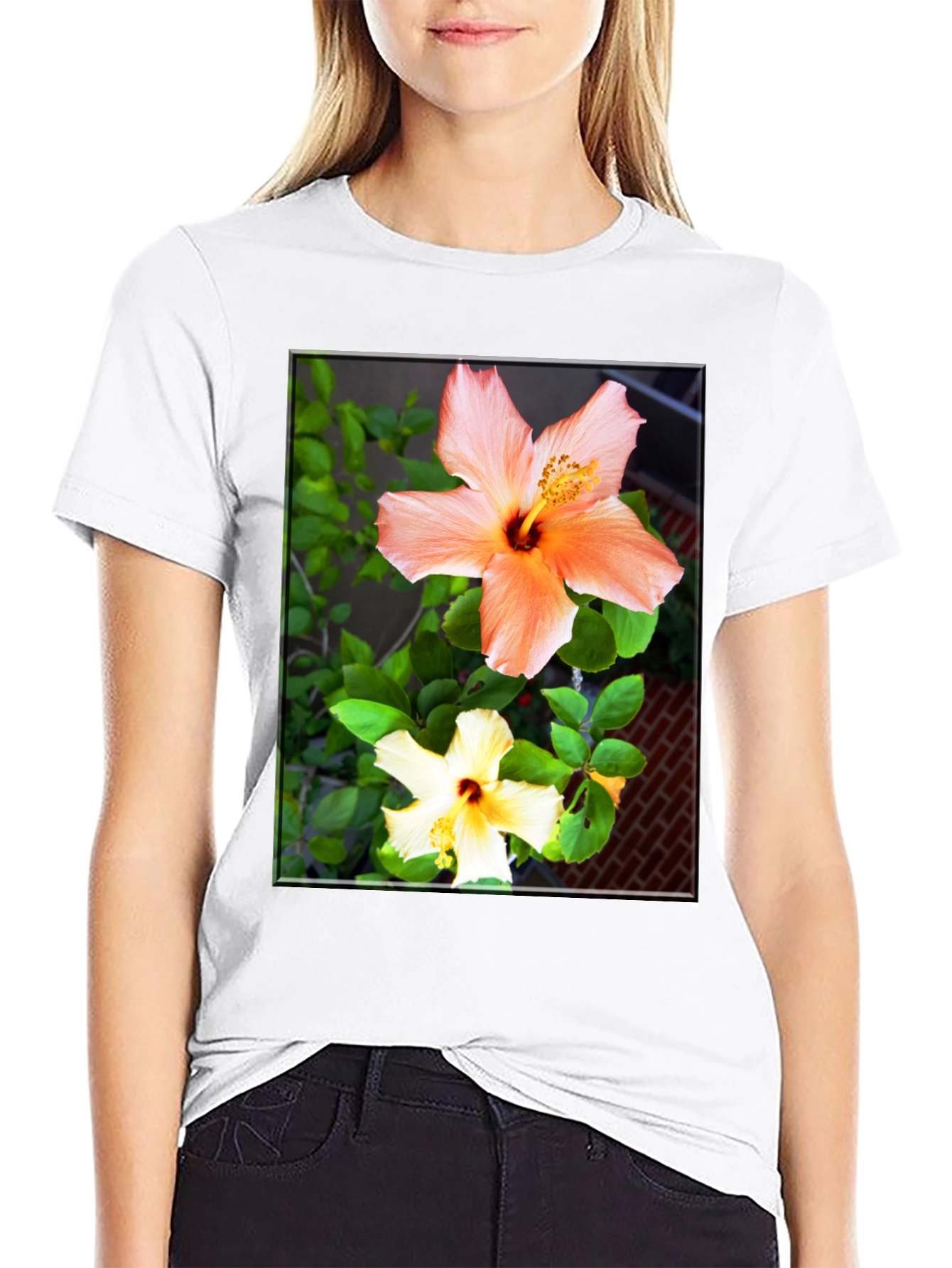 Floral Hibiscus Print Black T-Shirt