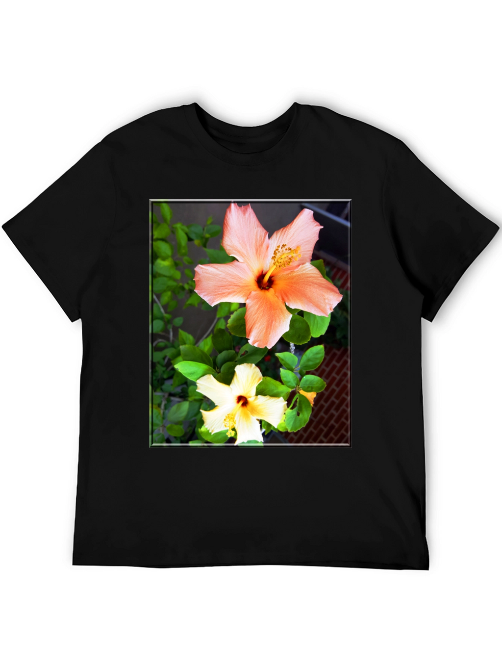 Floral Hibiscus Print Black T-Shirt