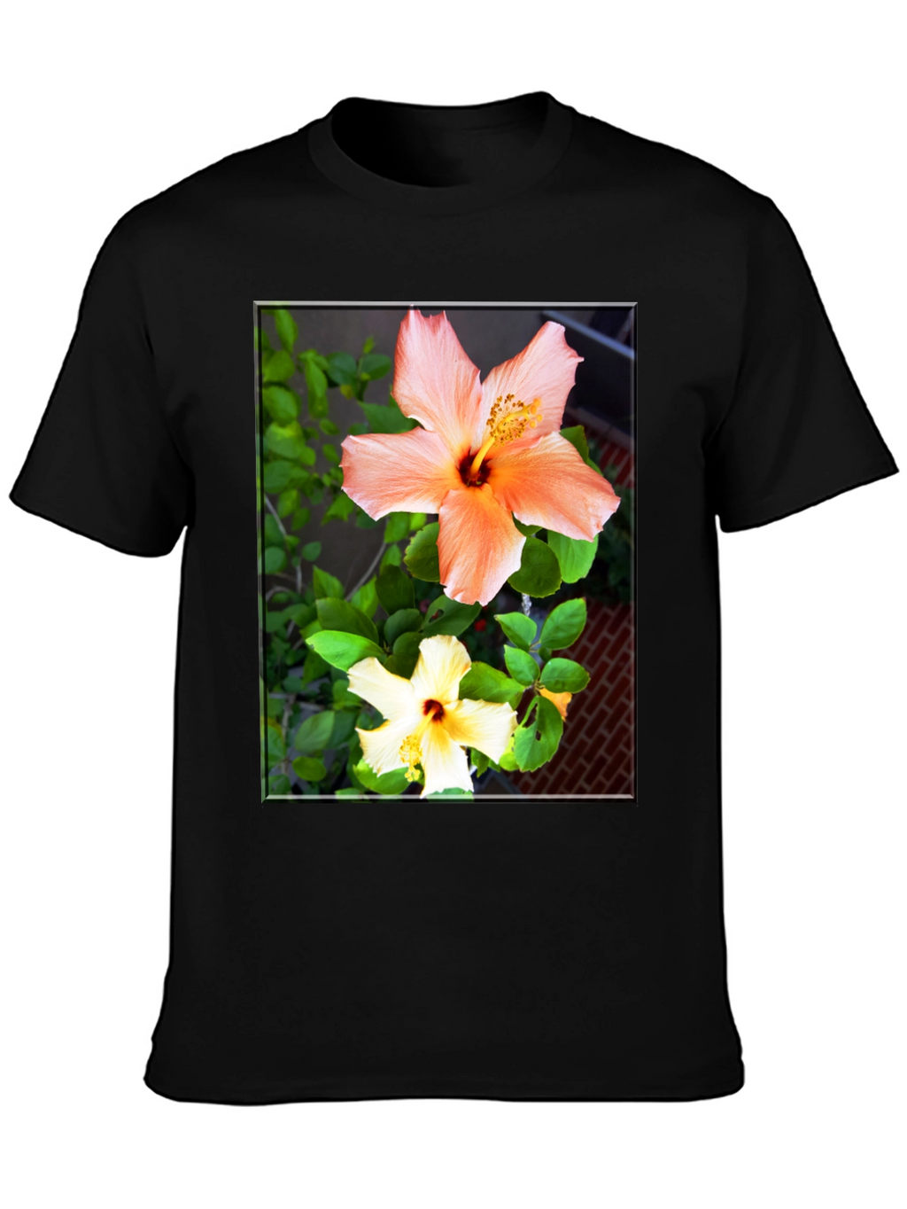Floral Hibiscus Print Black T-Shirt
