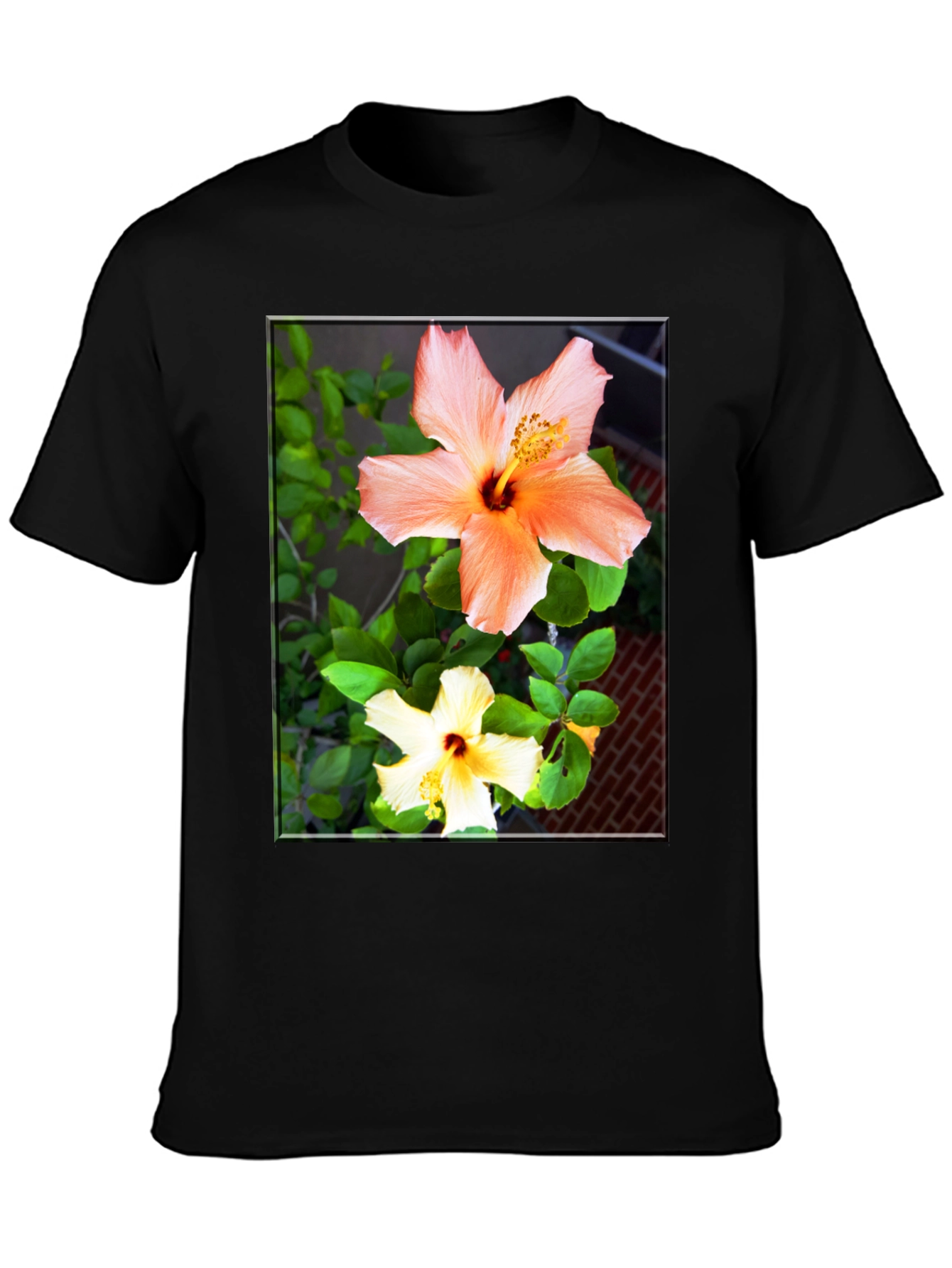 Floral Hibiscus Print Black T-Shirt