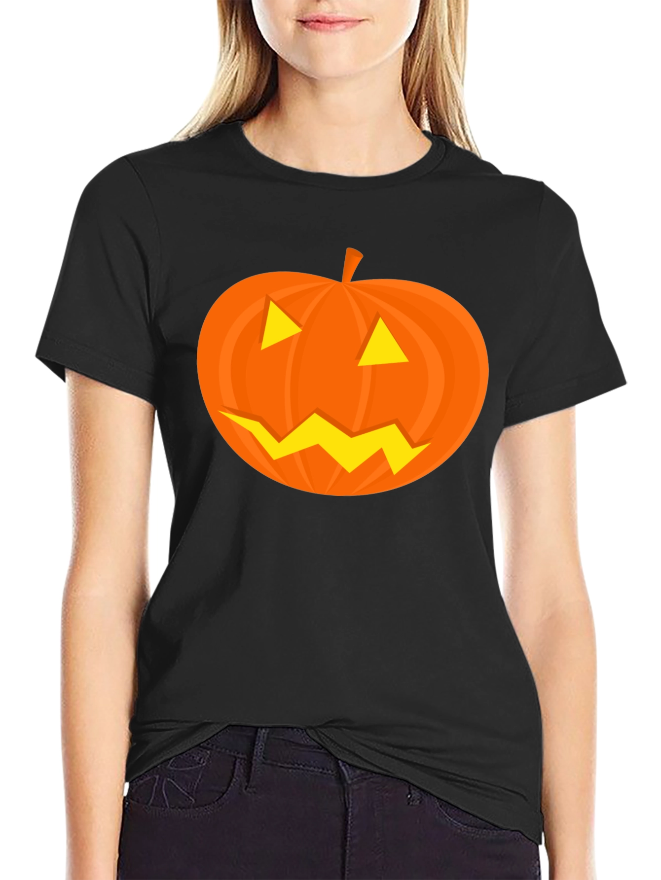 Halloween Pumpkin Face Black T-Shirt