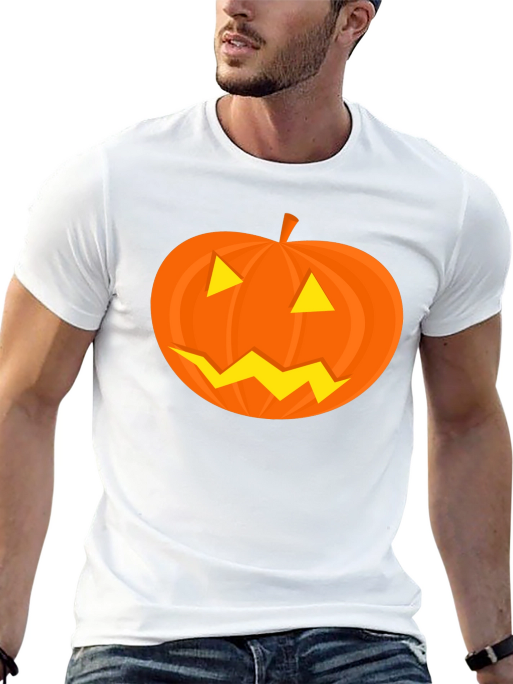 Halloween Pumpkin Face Black T-Shirt