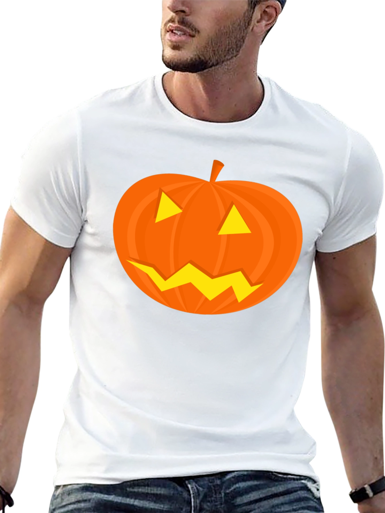Halloween Pumpkin Face Black T-Shirt
