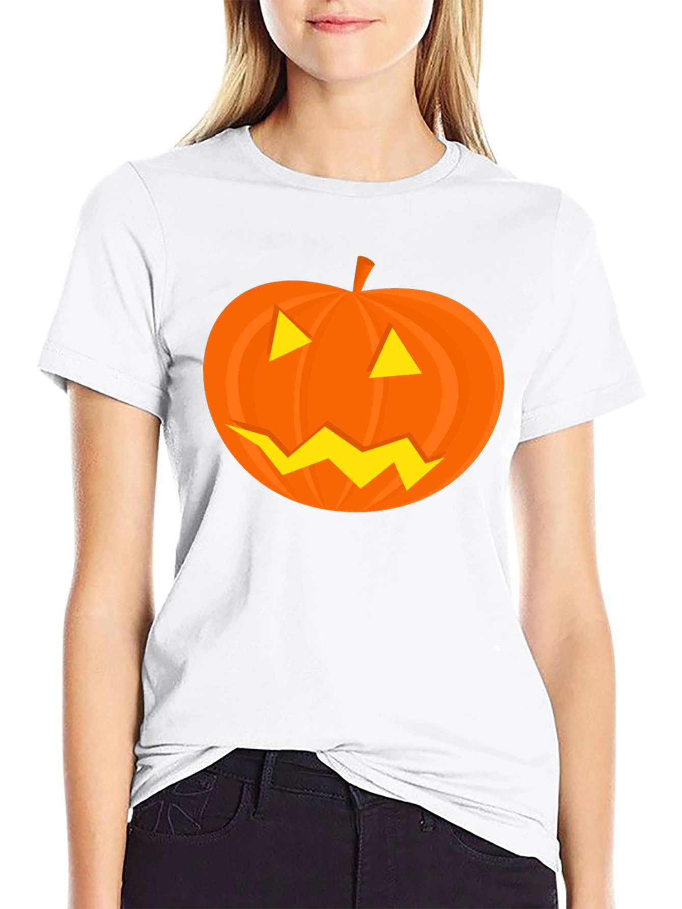 Halloween Pumpkin Face Black T-Shirt