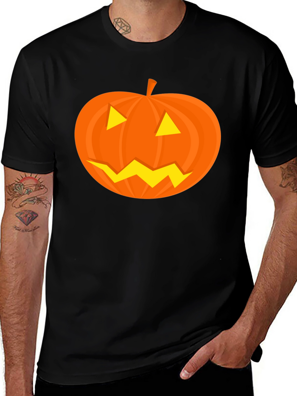 Halloween Pumpkin Face Black T-Shirt