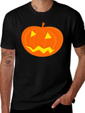 Halloween Pumpkin Face Black T-Shirt