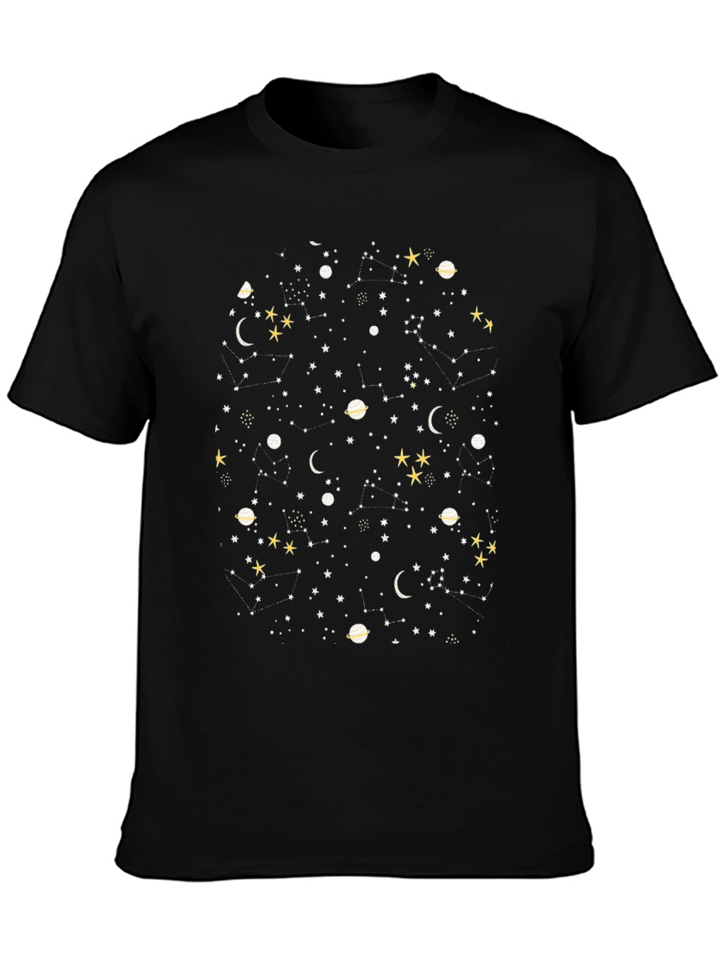 Celestial Galaxy Graphic Tee - Black Cotton Comfort