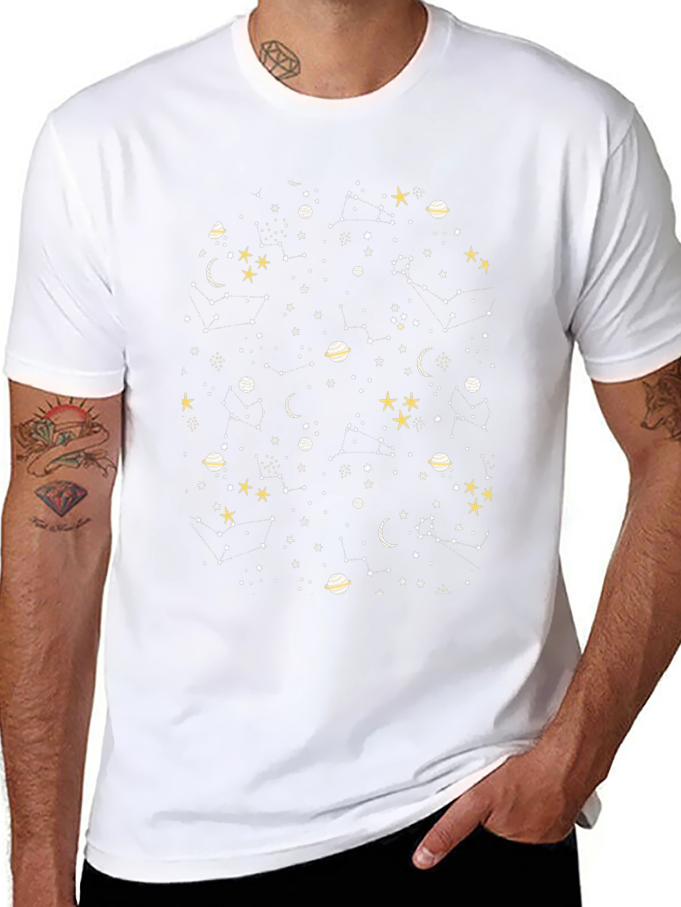Celestial Galaxy Graphic Tee - Black Cotton Comfort