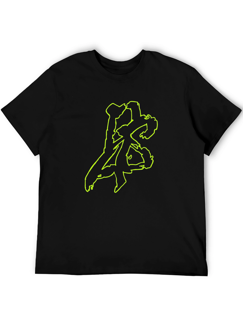Black T-Shirt with Green Abstract Design