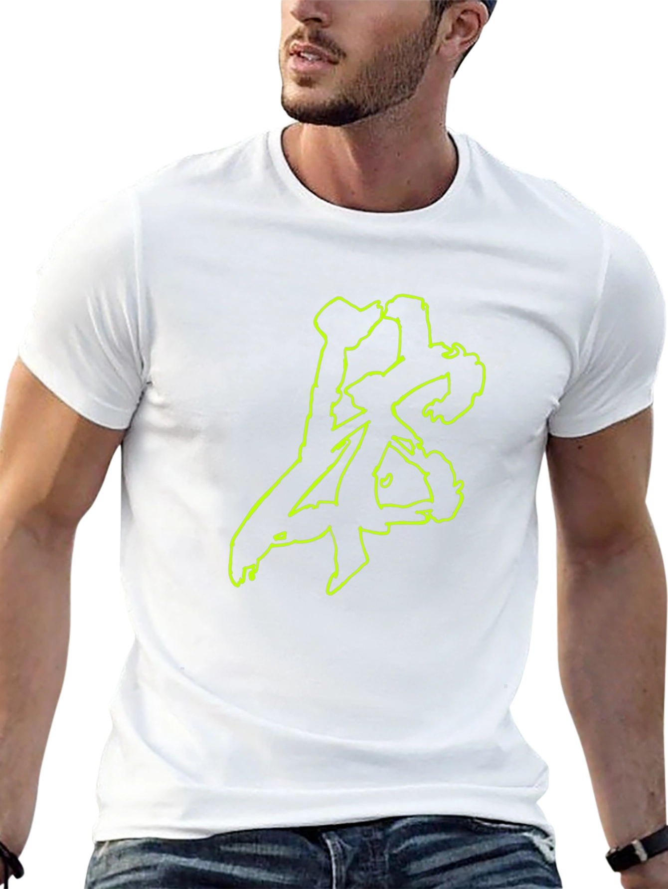 Black T-Shirt with Green Abstract Design