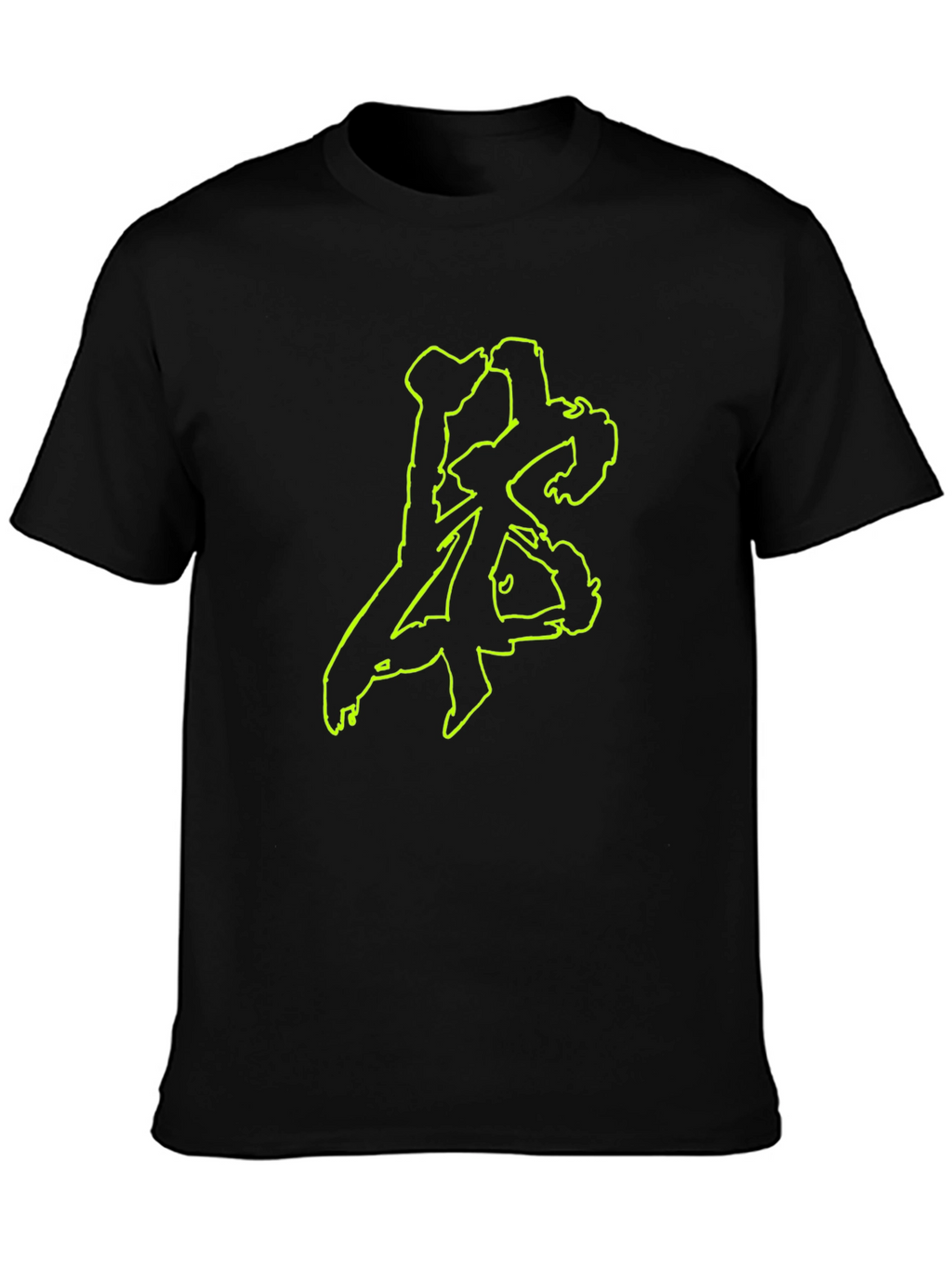 Black T-Shirt with Green Abstract Design