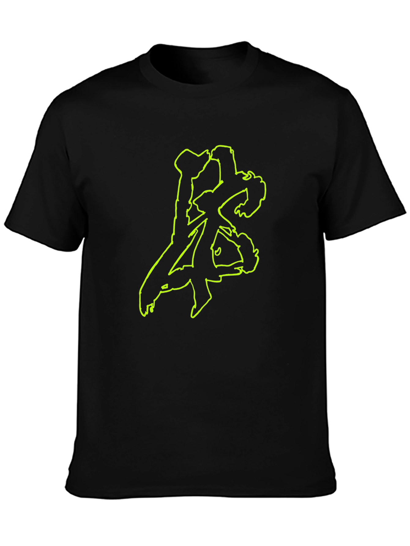 Black T-Shirt with Green Abstract Design
