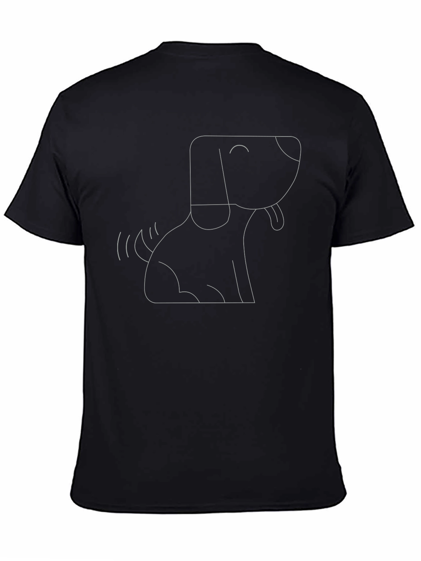 Dog Outline Graphic Tee - Black Cotton Comfort