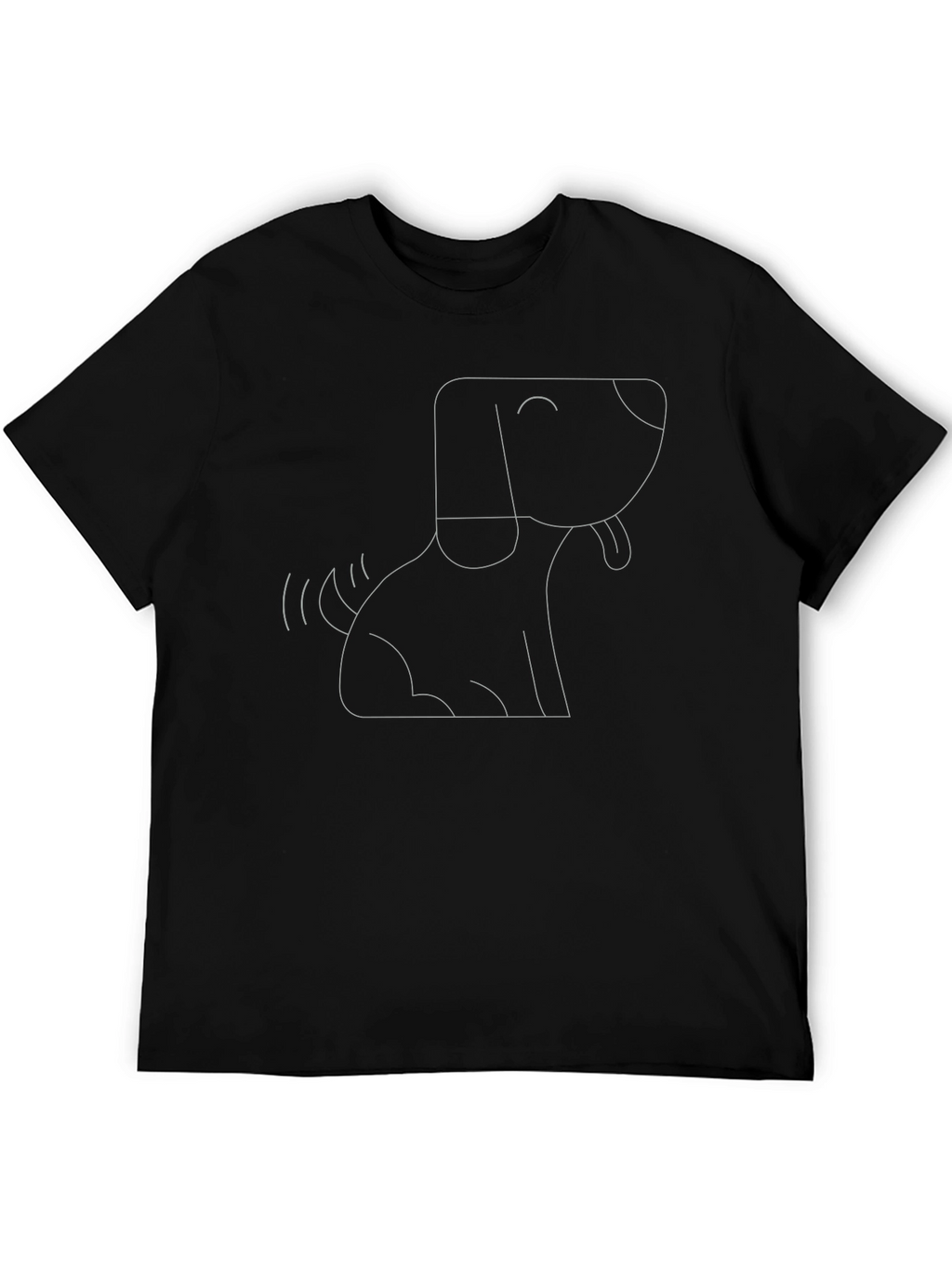 Dog Outline Graphic Tee - Black Cotton Comfort
