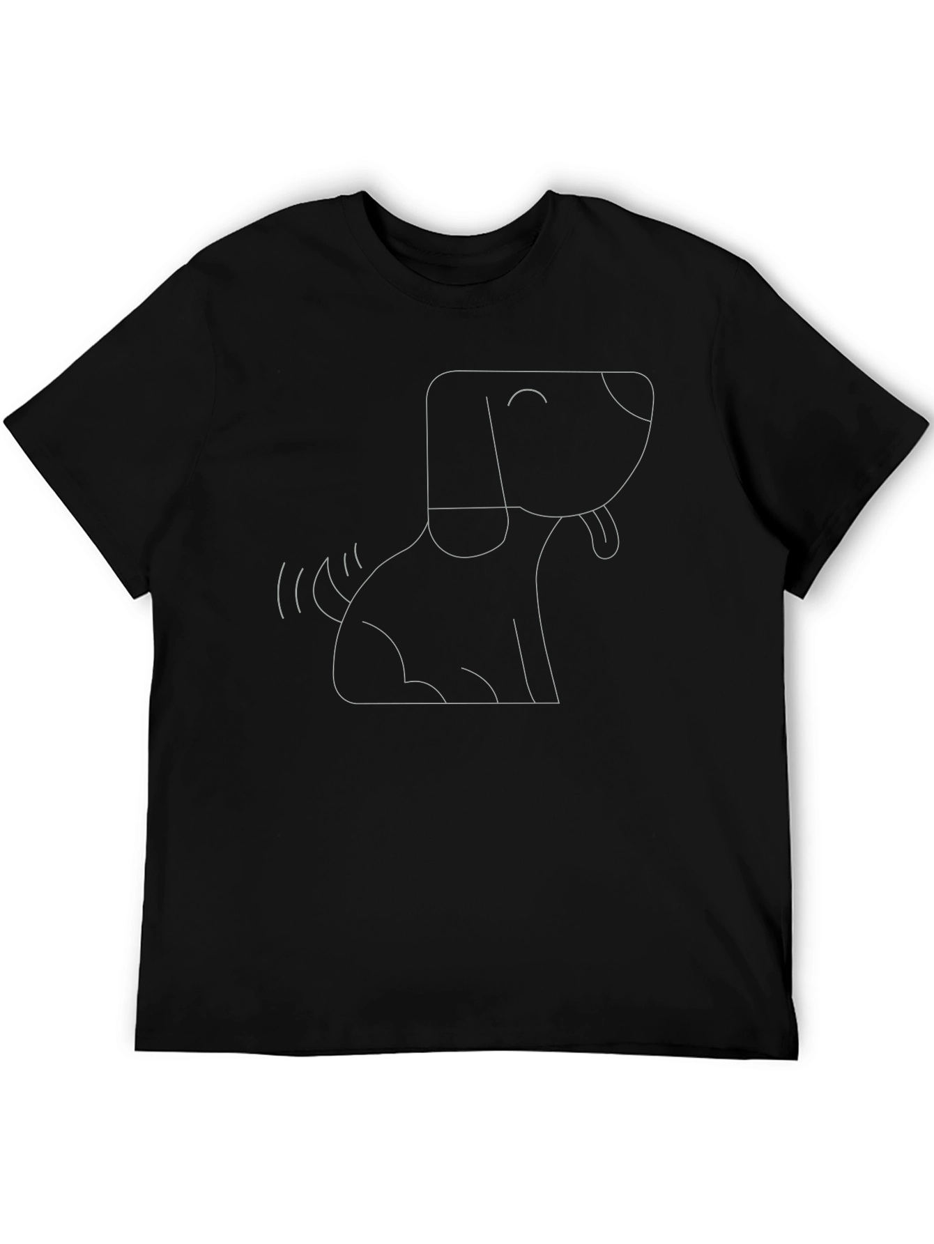 Dog Outline Graphic Tee - Black Cotton Comfort