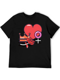 Heart Crown Rose Graphic Black T-Shirt