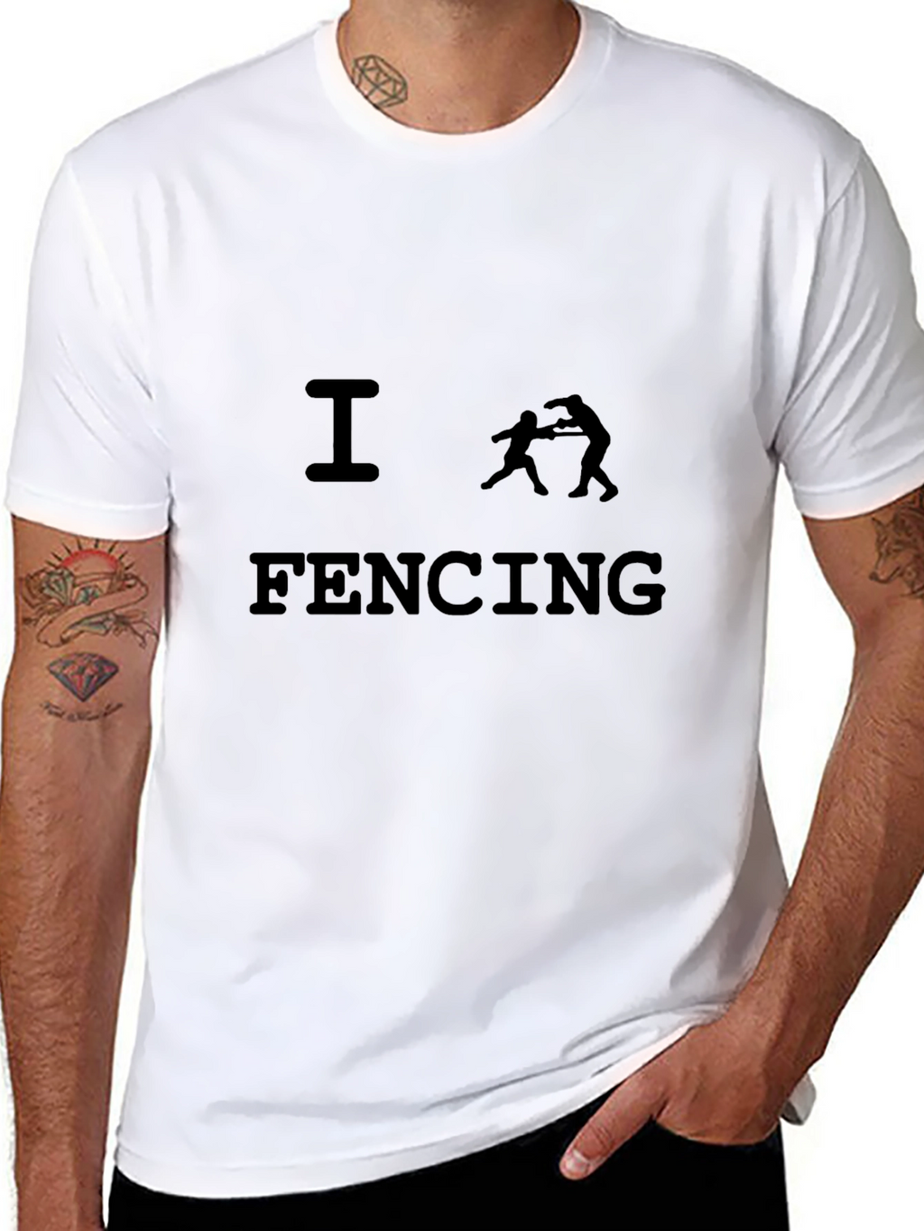 I Love Fencing T-Shirt - Black Sporty Design