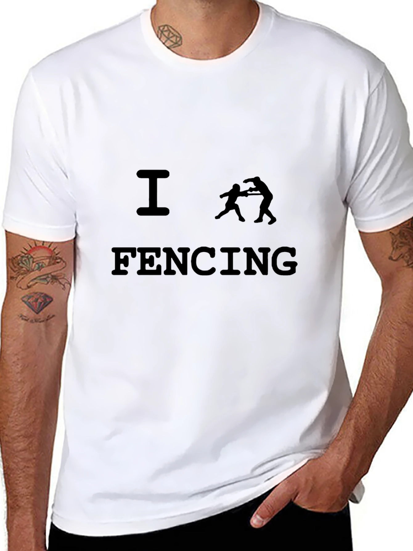 I Love Fencing T-Shirt - Black Sporty Design
