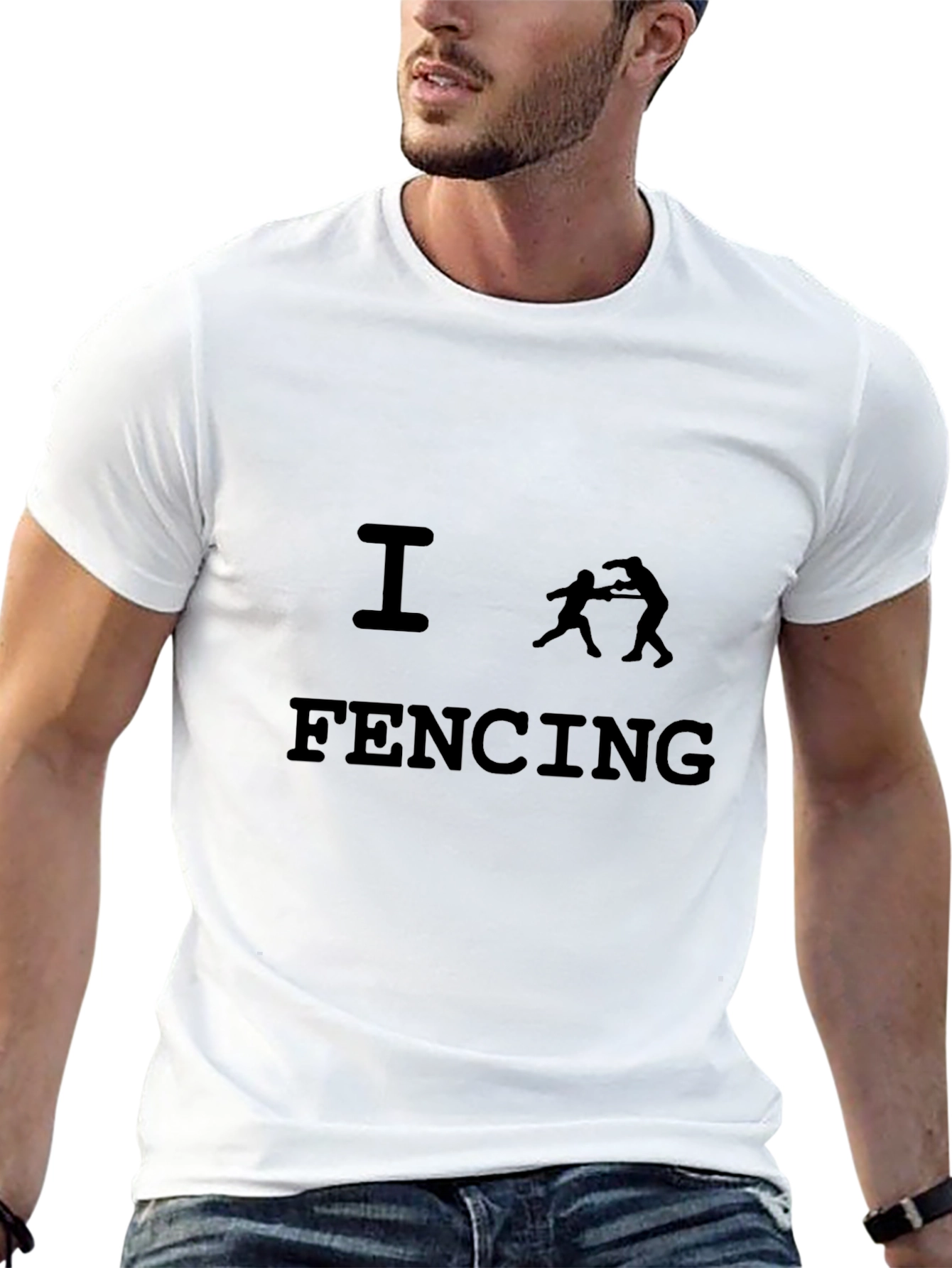 I Love Fencing T-Shirt - Black Sporty Design