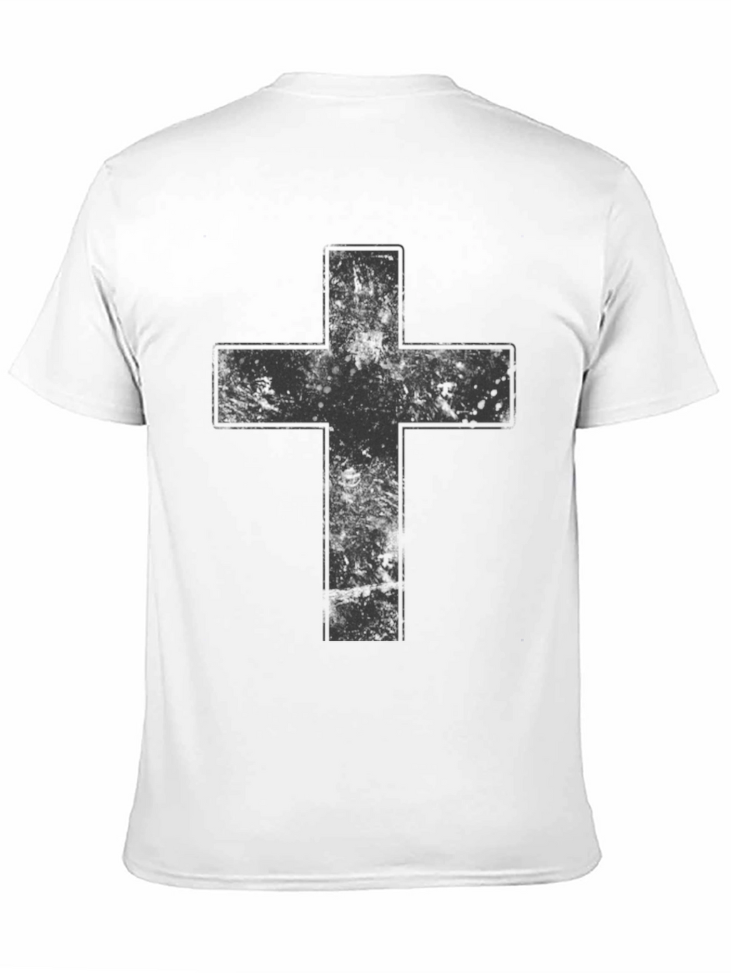 Distressed Cross Graphic Black T-Shirt