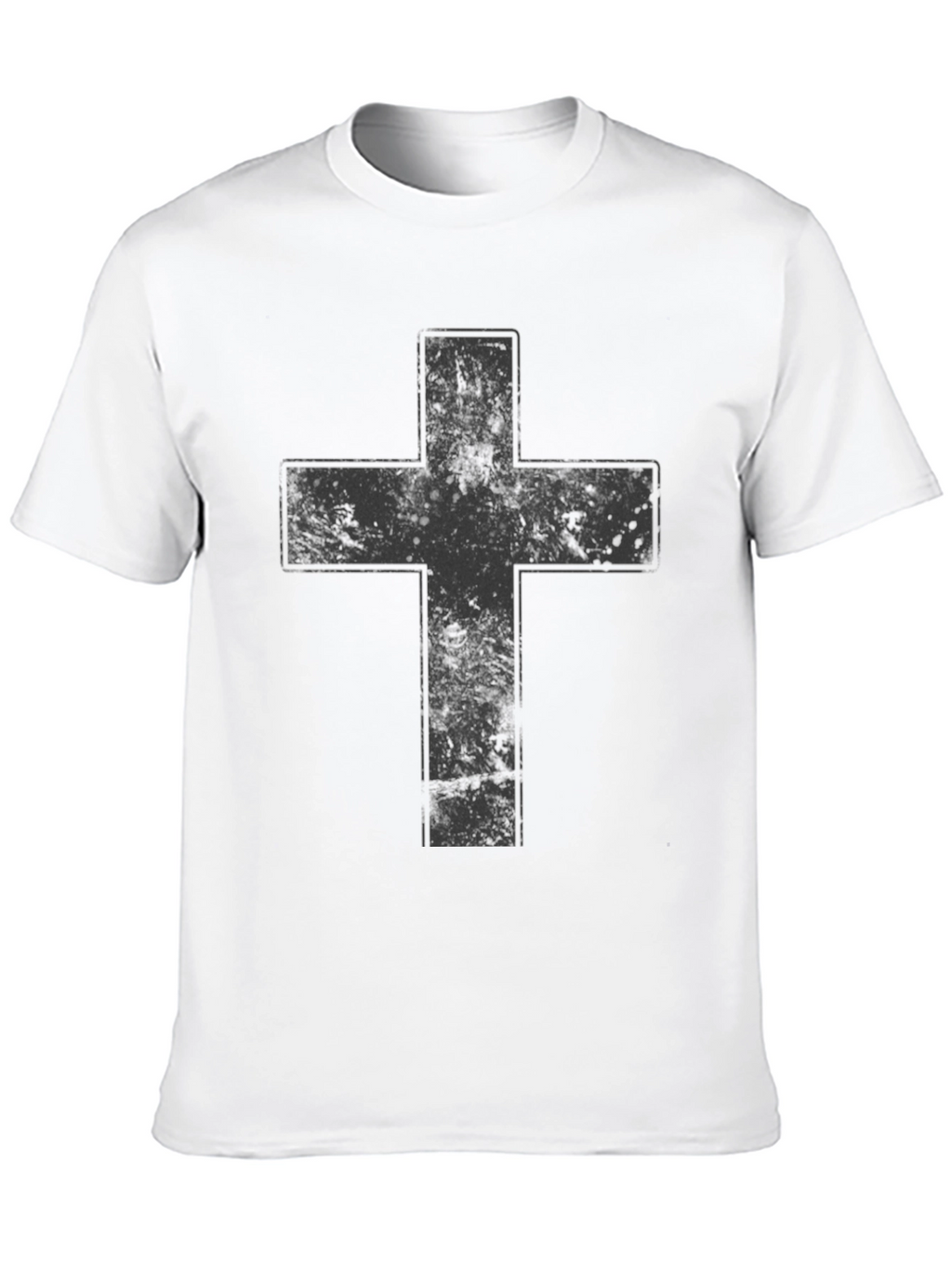 Distressed Cross Graphic Black T-Shirt