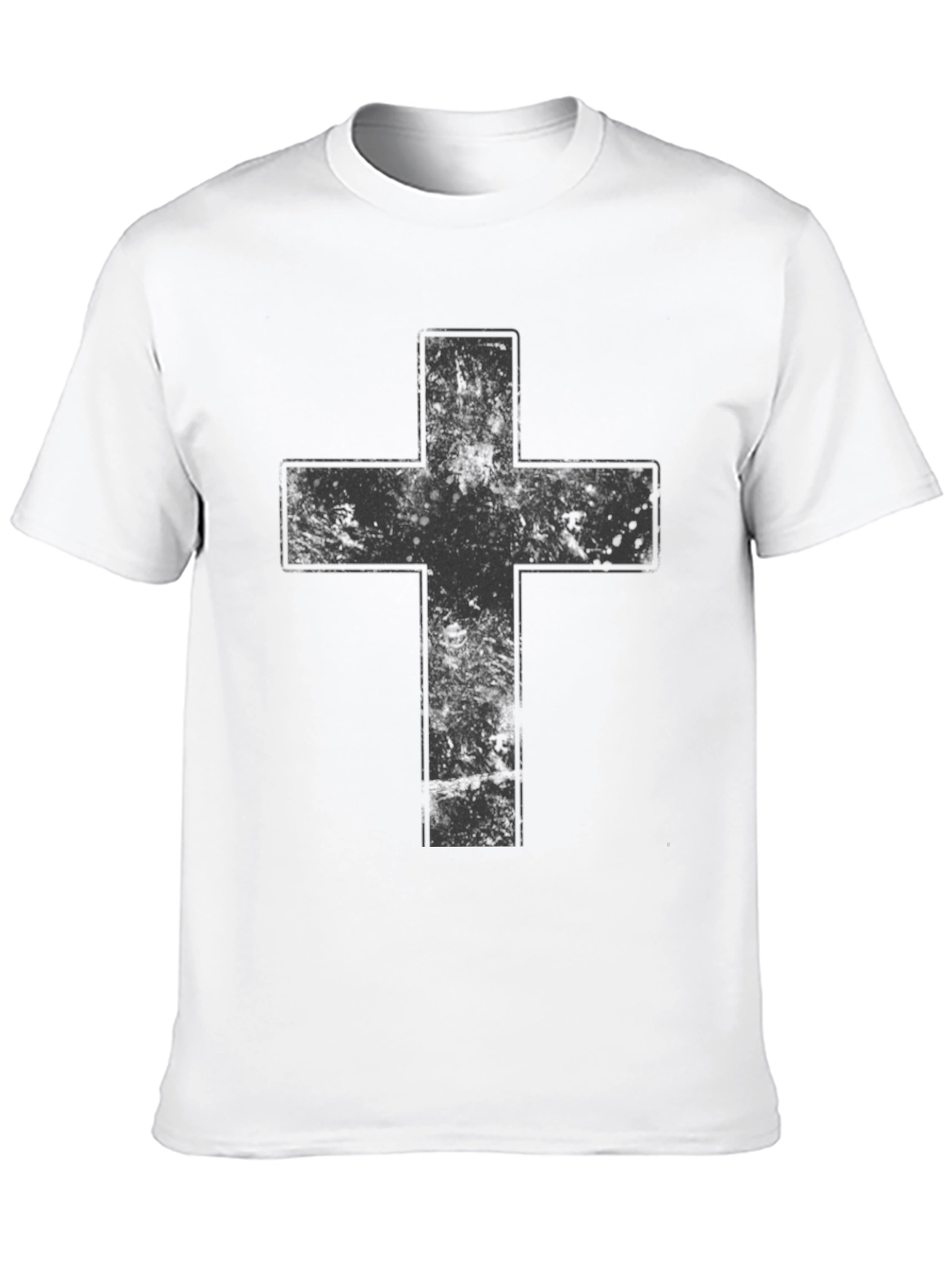 Distressed Cross Graphic Black T-Shirt