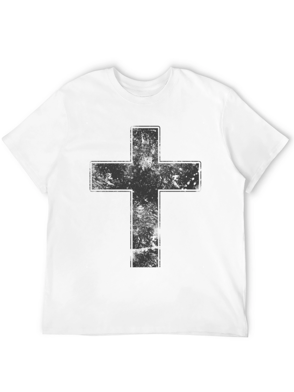 Distressed Cross Graphic Black T-Shirt