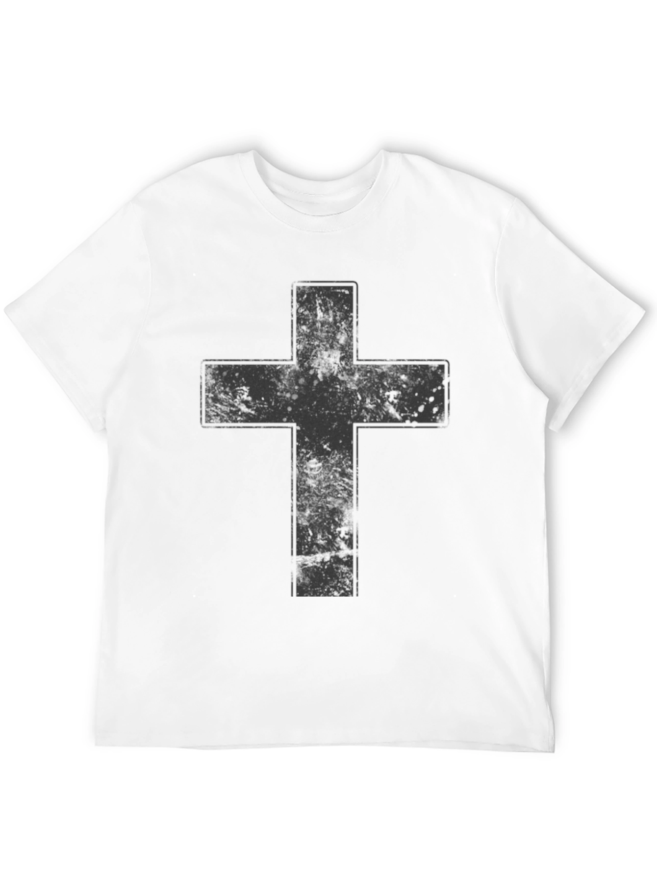 Distressed Cross Graphic Black T-Shirt