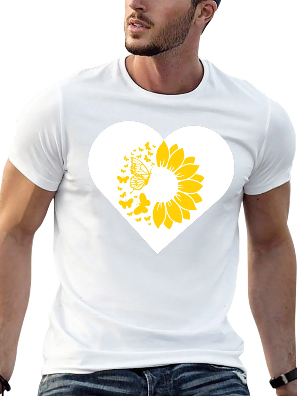 Sunflower Butterfly Heart Graphic Tee