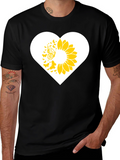 Sunflower Butterfly Heart Graphic Tee