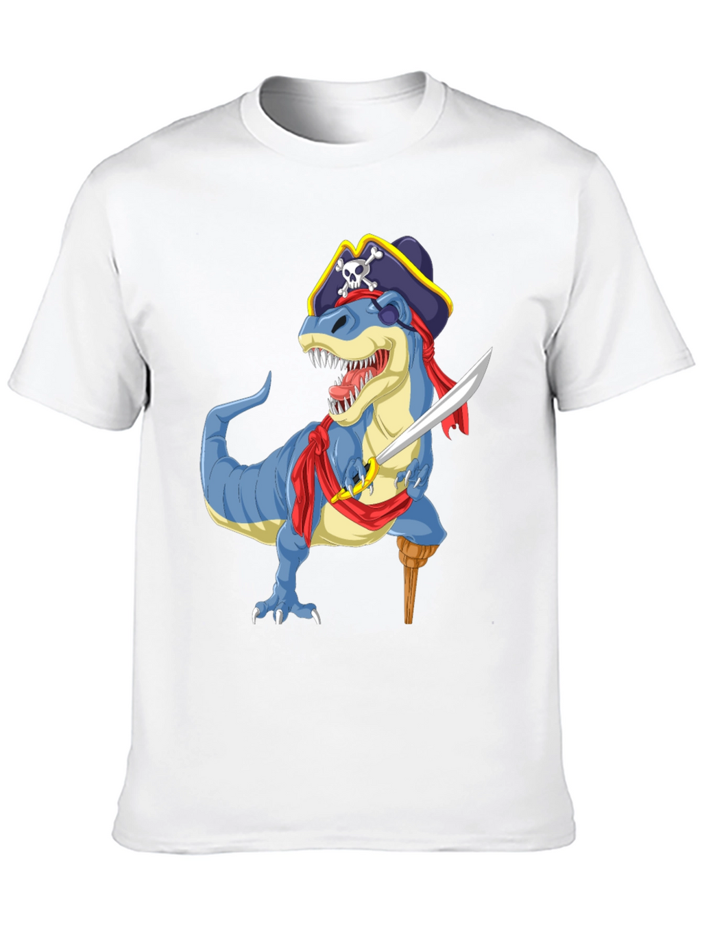 Pirate Dinosaur Graphic T-Shirt - Fun Novelty Tee