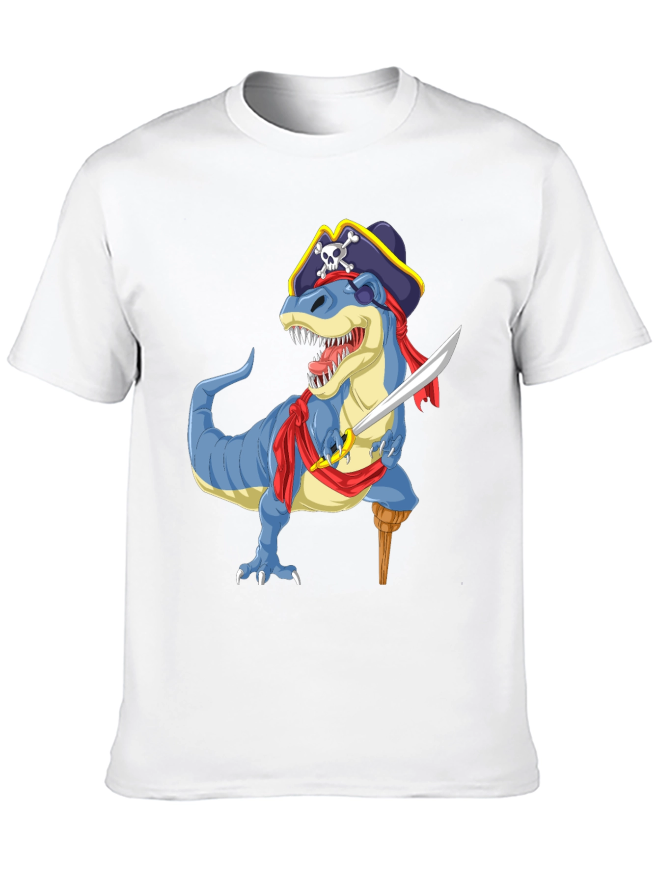 Pirate Dinosaur Graphic T-Shirt - Fun Novelty Tee