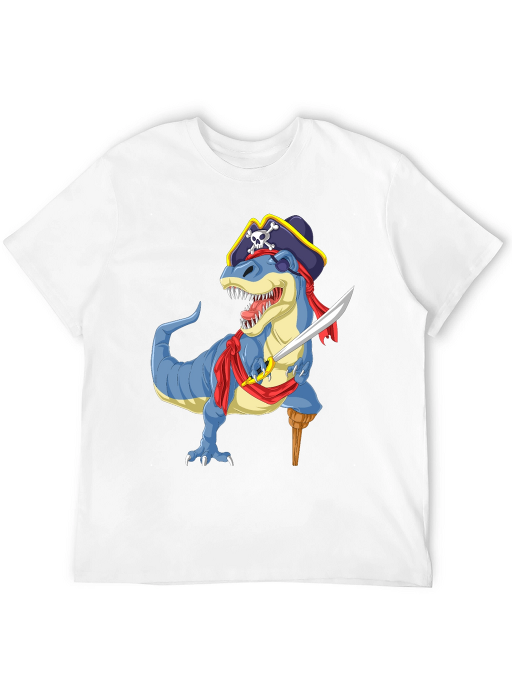 Pirate Dinosaur Graphic T-Shirt - Fun Novelty Tee
