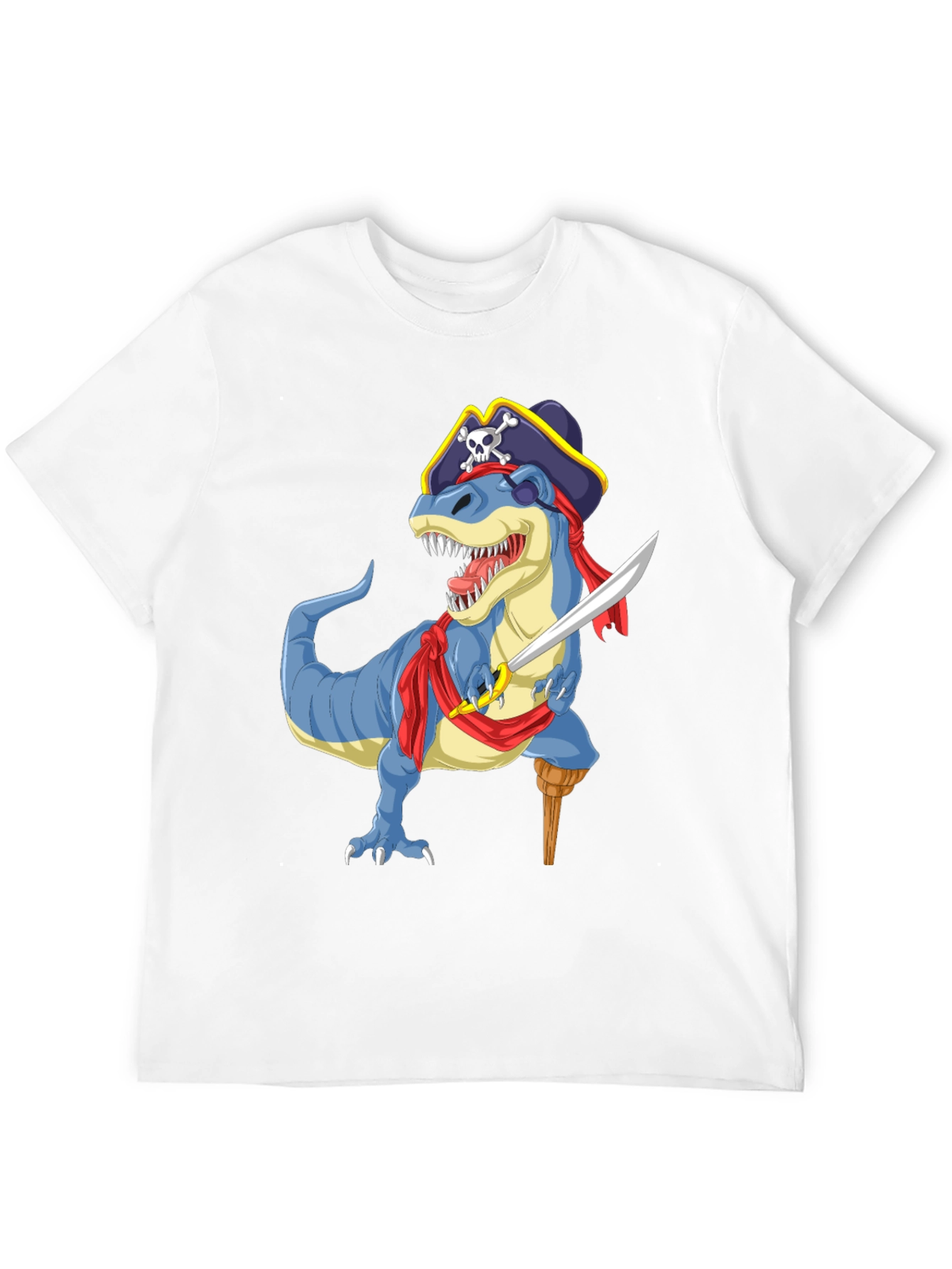 Pirate Dinosaur Graphic T-Shirt - Fun Novelty Tee