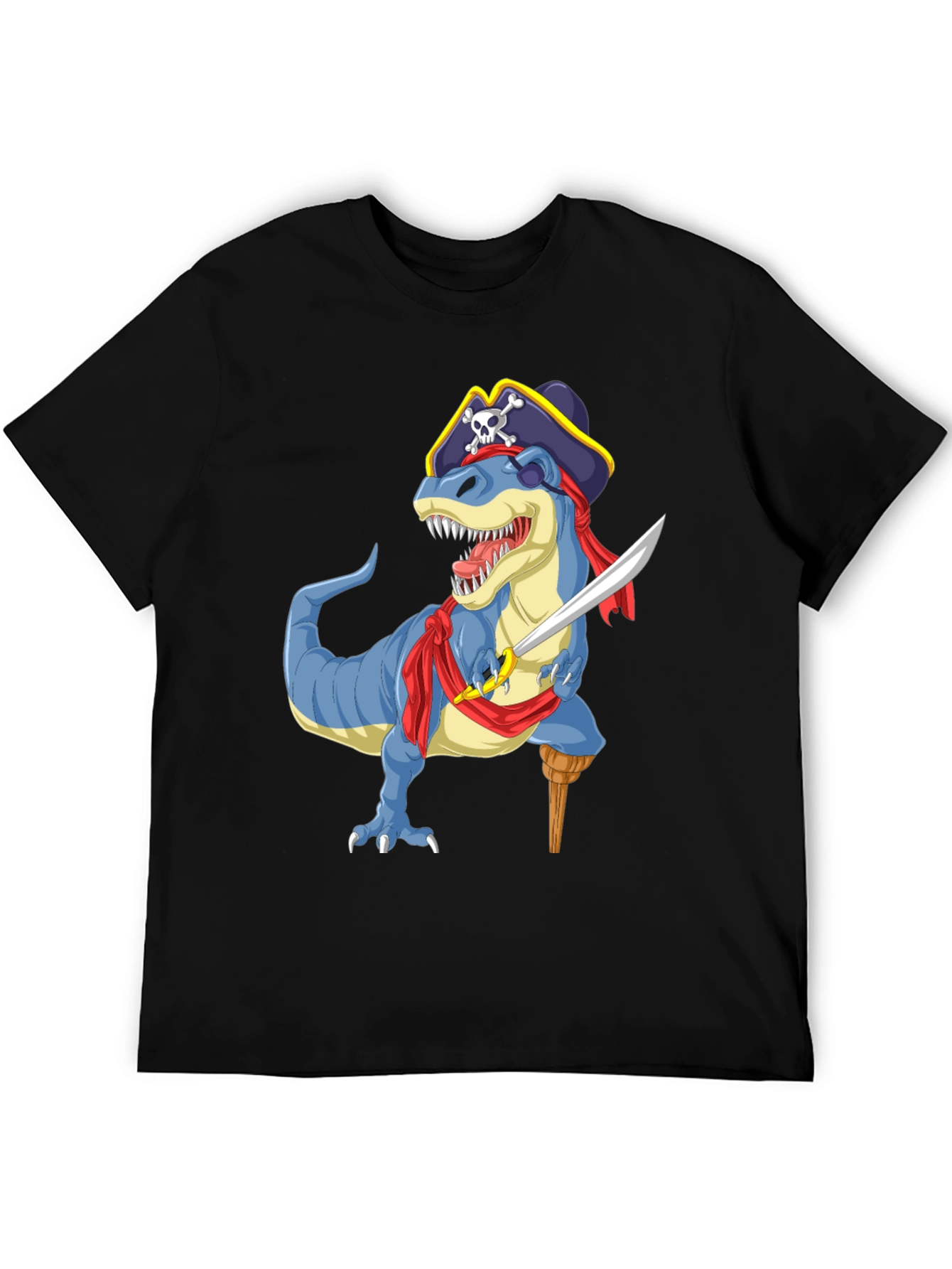 Pirate Dinosaur Graphic T-Shirt - Fun Novelty Tee