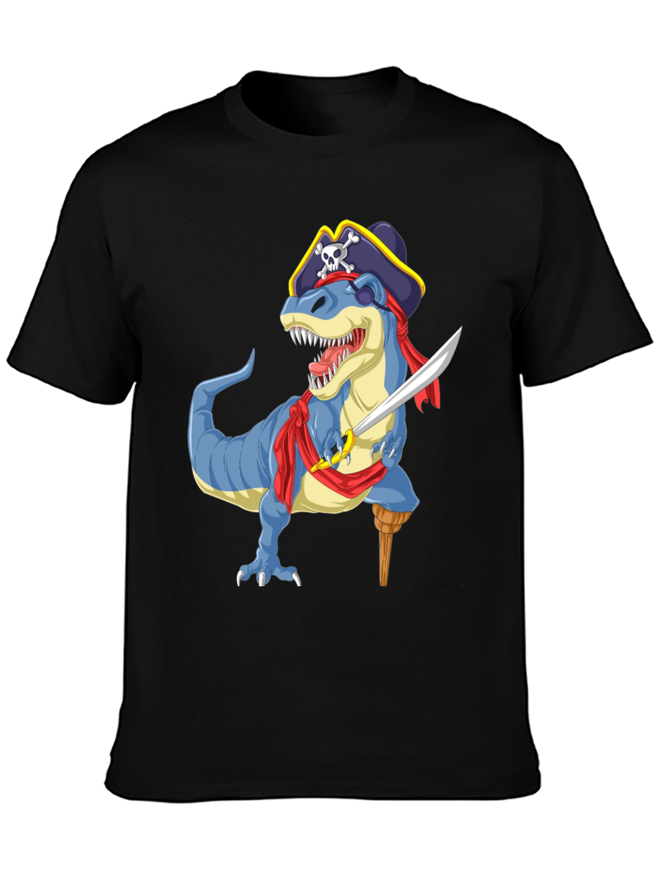 Pirate Dinosaur Graphic T-Shirt - Fun Novelty Tee
