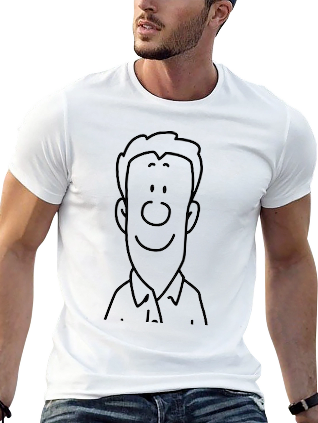 Cartoon Face Graphic Black T-Shirt