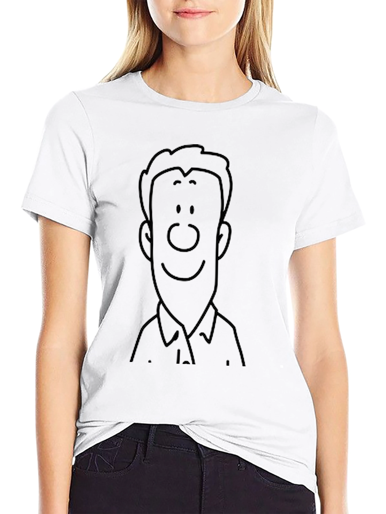 Cartoon Face Graphic Black T-Shirt
