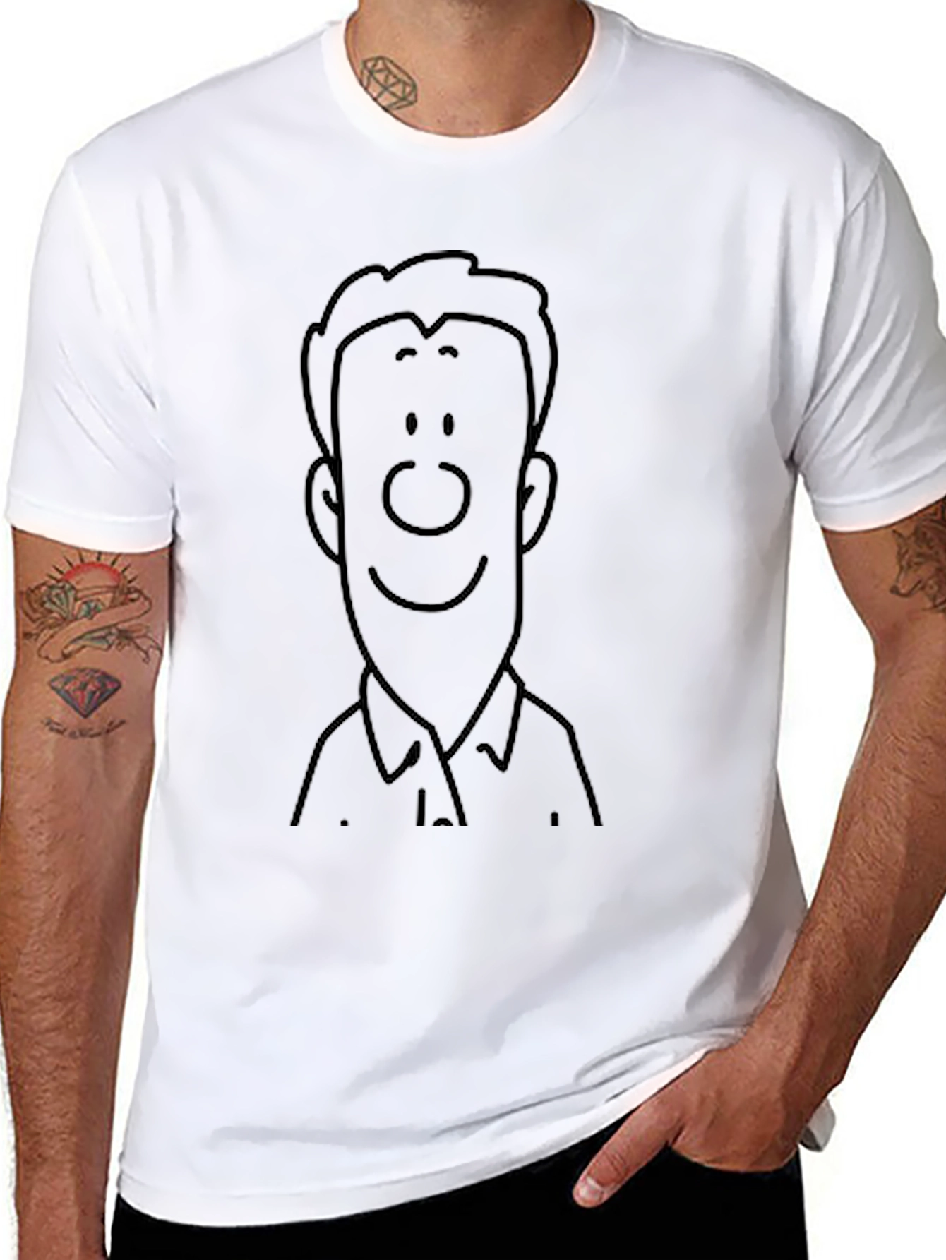 Cartoon Face Graphic Black T-Shirt