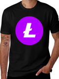 Litecoin Crypto T-Shirt - Round Purple Logo Black Tee