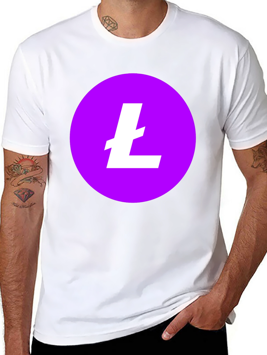 Litecoin Crypto T-Shirt - Round Purple Logo Black Tee