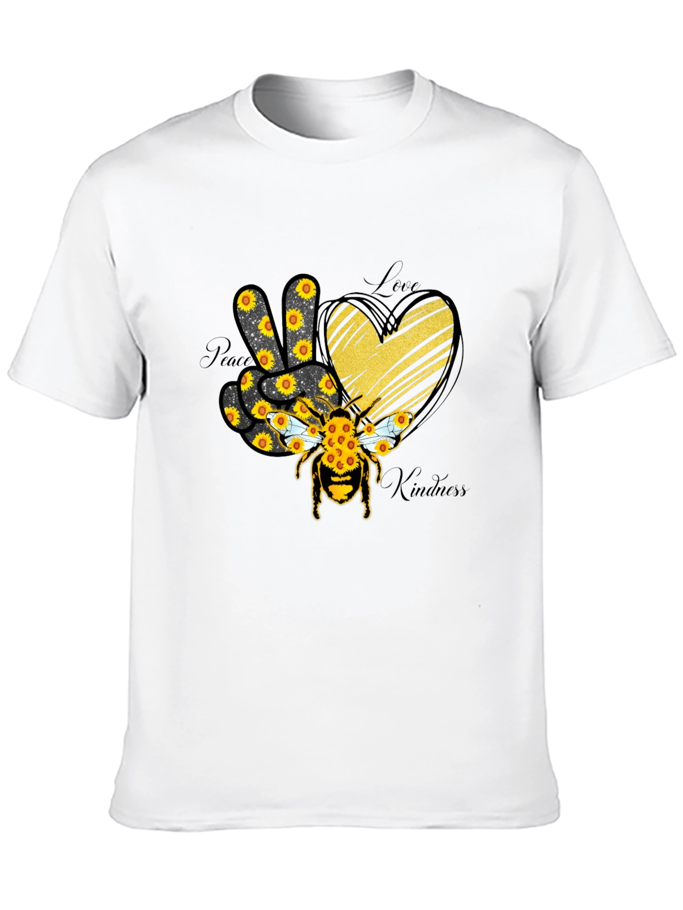 Peace Love Kindness Sunflower Bee T-Shirt