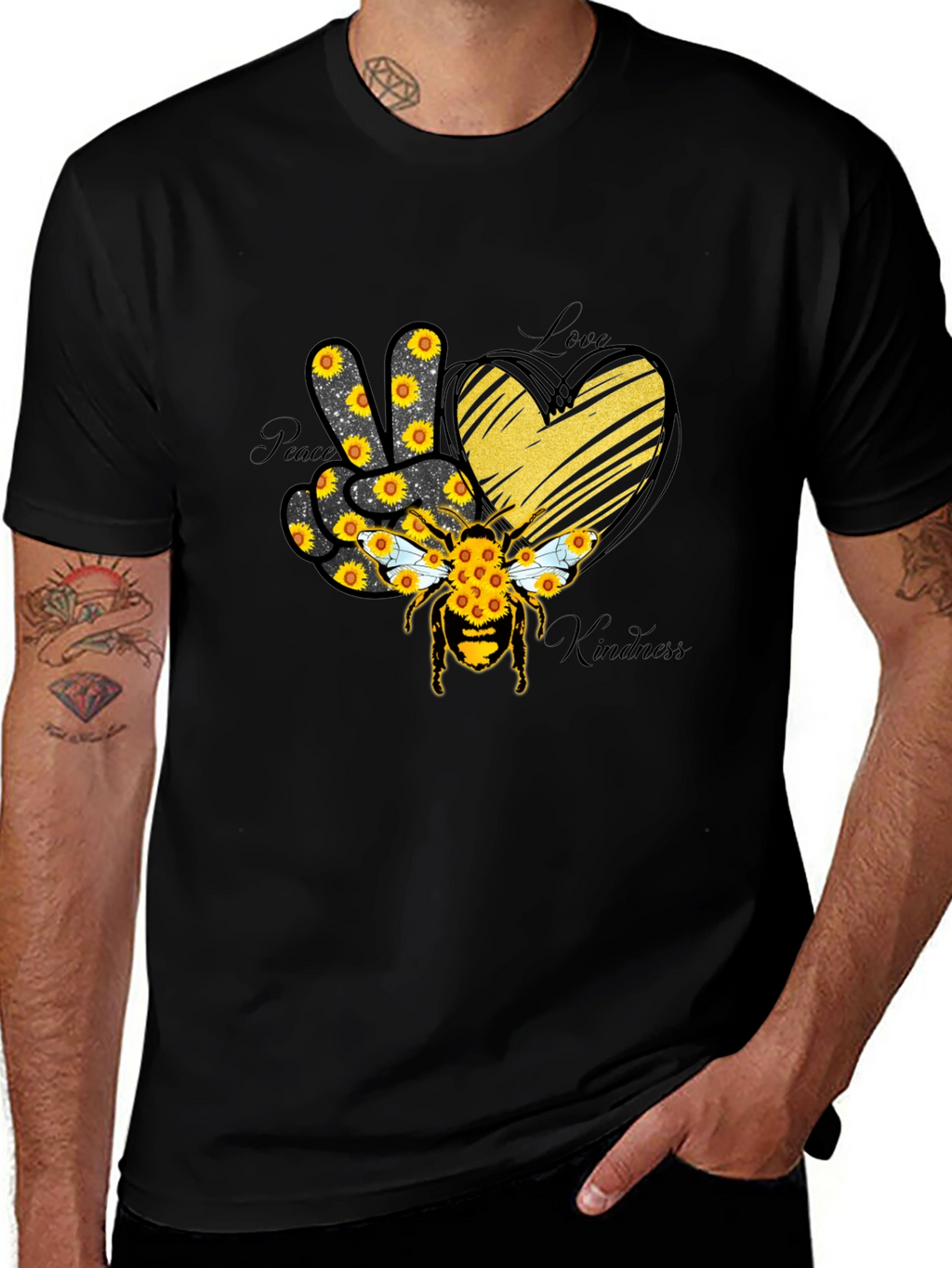 Peace Love Kindness Sunflower Bee T-Shirt